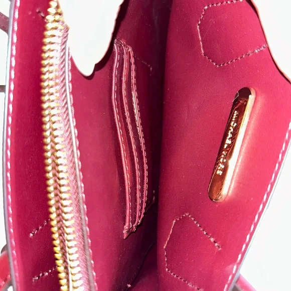 Michael Kors Mercer Medium Messenger Satchel Brown MK Logo Merlot Leather Crossb - Picture 6 of 6